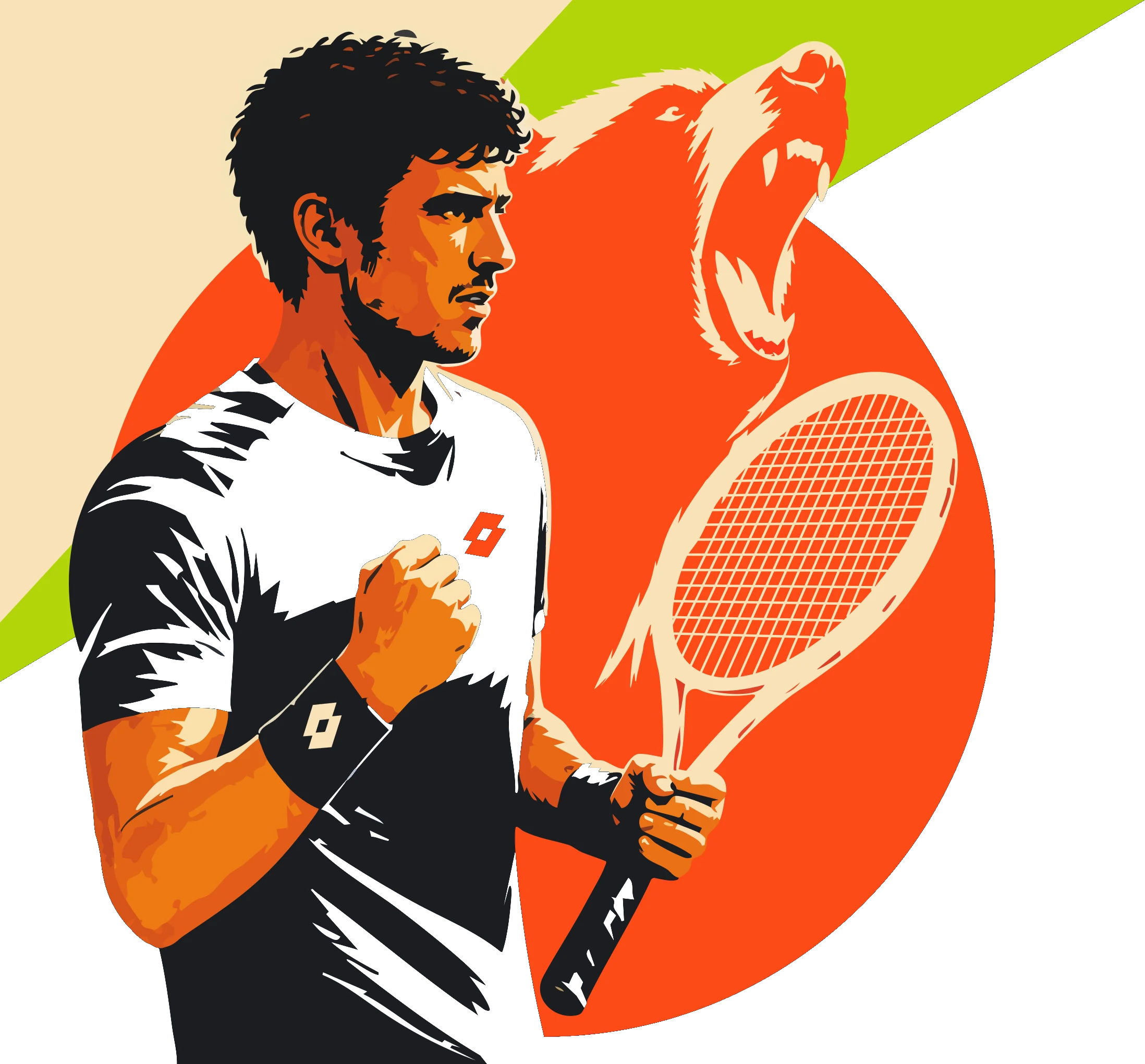 Tennis artwork — Franco Agamenone with Intaro Open tiger mascot